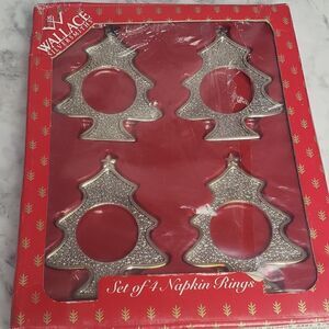 Wallace Silversmiths Christmas Tree Napkin Ring Holders